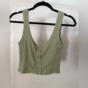 forever 21 | Scoop Neck Green Ribbed Tank crop Top